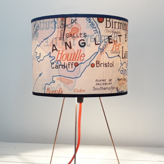 Abat jour  ILES BRITANNIQUES collection AUTOUR DU MONDE motif affiche scolaire recto verso