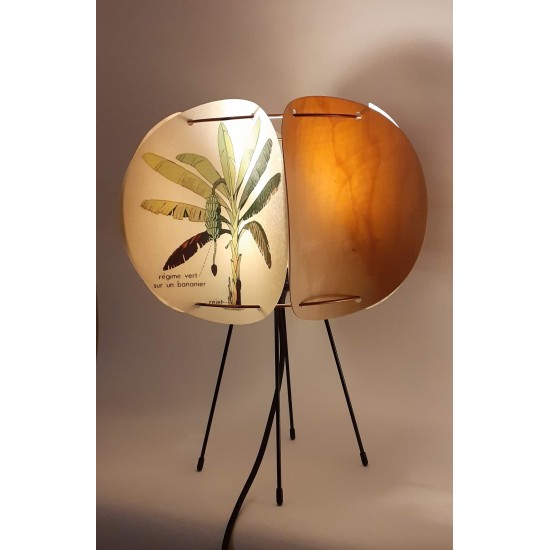 Abat jour lampe en bois decoupe au laser LEÏA impression bananier