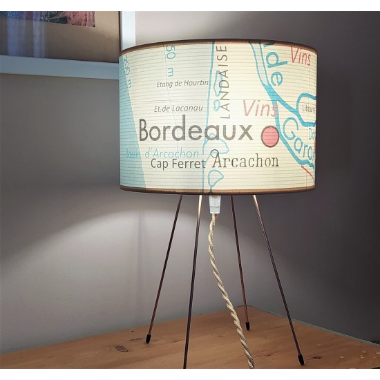 LAMPE ABAT JOUR AFFICHE SCOLAIRE DE GEOGRAPHIE  LITTORAL FRANCE  ARCACHON