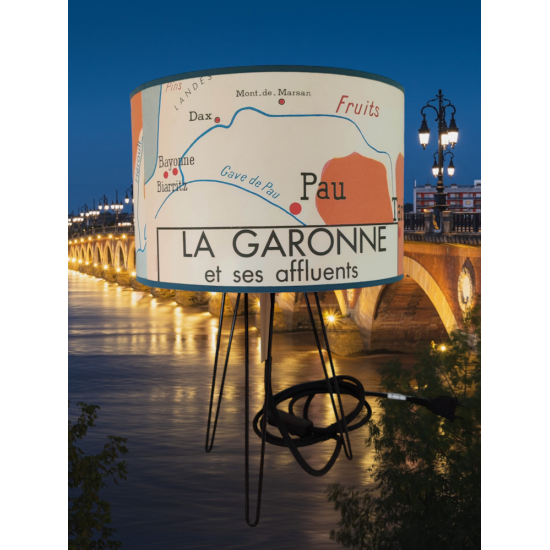 Abat jour AFFICHE SCOLAIRE CARTE de géographie FRANCE LA GARONNE