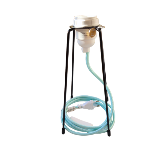 pied de lampe peint epoxy noir  spoutnik équipé de son cordon Electrique en tissu