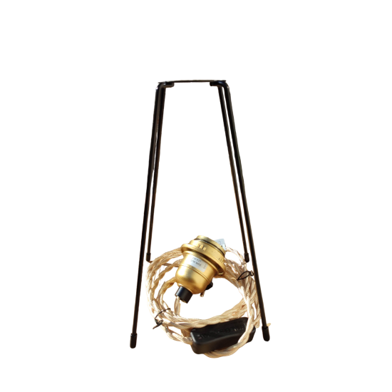 pied de lampe peint epoxy noir  spoutnik équipé de son cordon Electrique en tissu