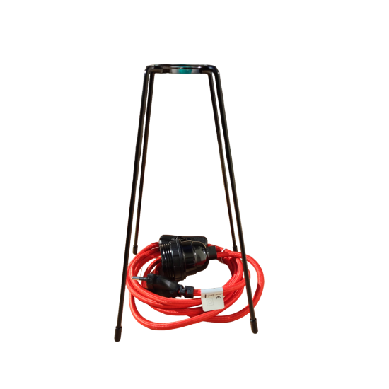 pied de lampe peint epoxy noir  spoutnik équipé de son cordon Electrique en tissu