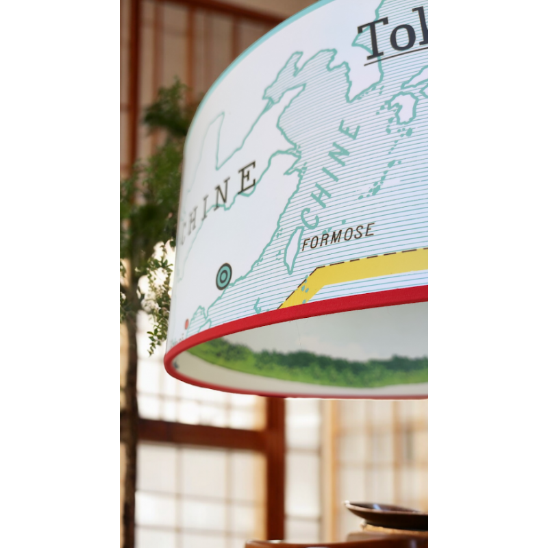Suspension lustre carte geographie ancienne LE JAPON diam 40CM