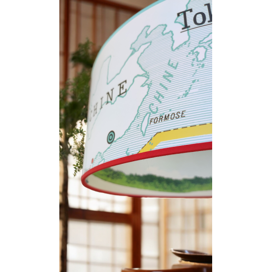 Suspension lustre carte geographie ancienne LE JAPON diam 40CM