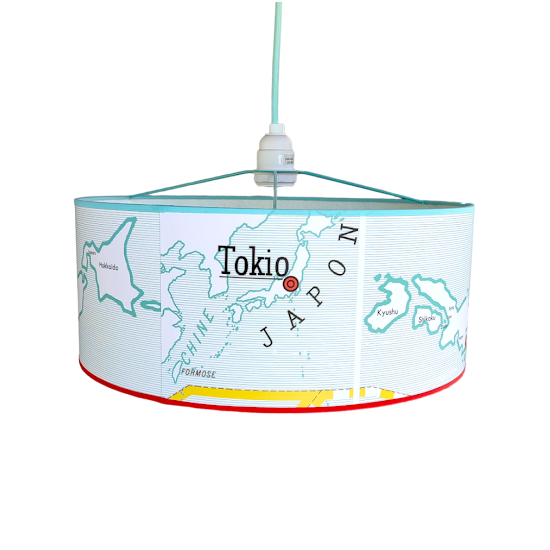 Suspension lustre carte geographie ancienne LE JAPON diam 40CM