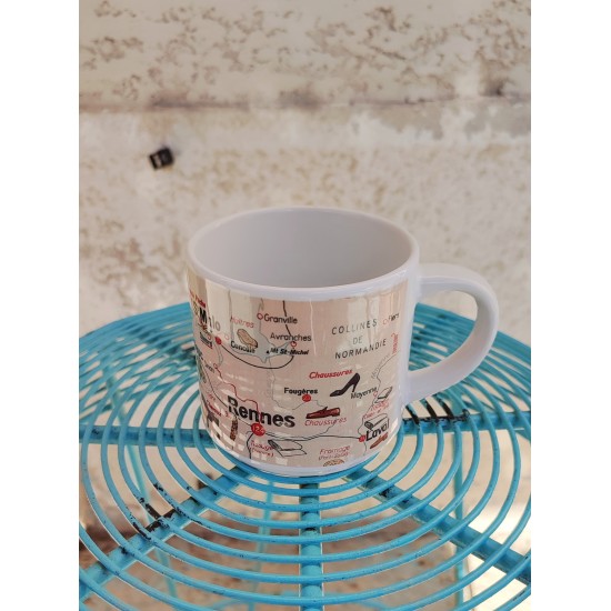 MUG ceramique carte LA BRETAGNE ET NORMANDIE affiche scolaire