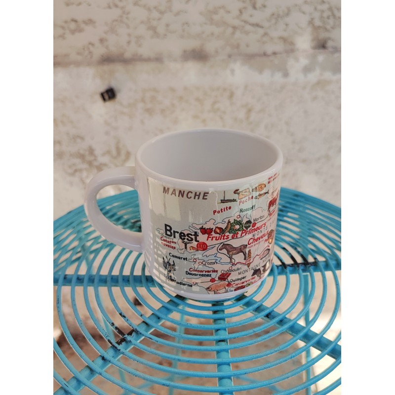 MUG ceramique carte LA BRETAGNE ET NORMANDIE affiche scolaire