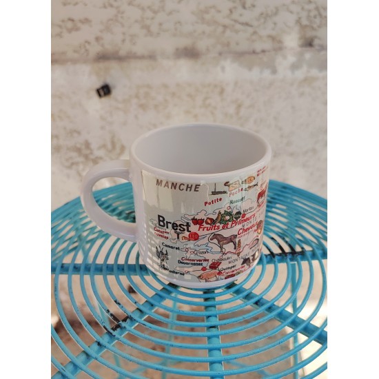 MUG ceramique carte LA BRETAGNE ET NORMANDIE affiche scolaire