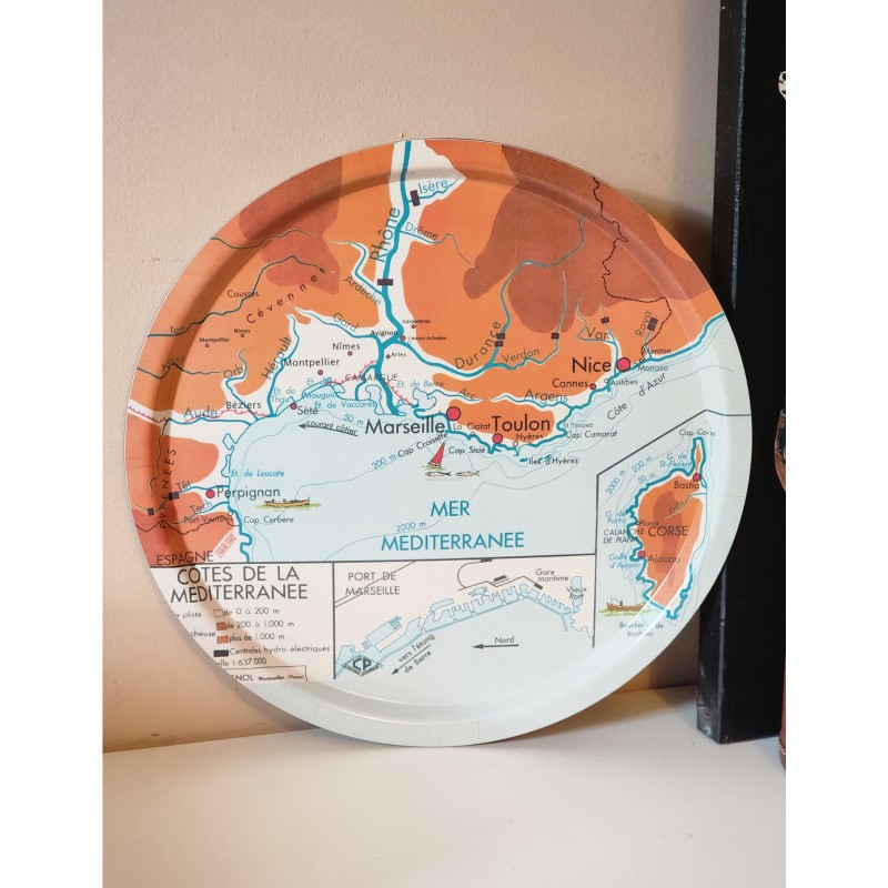 PLATEAU rond CARTE LA MEDITERRANEE imparfait