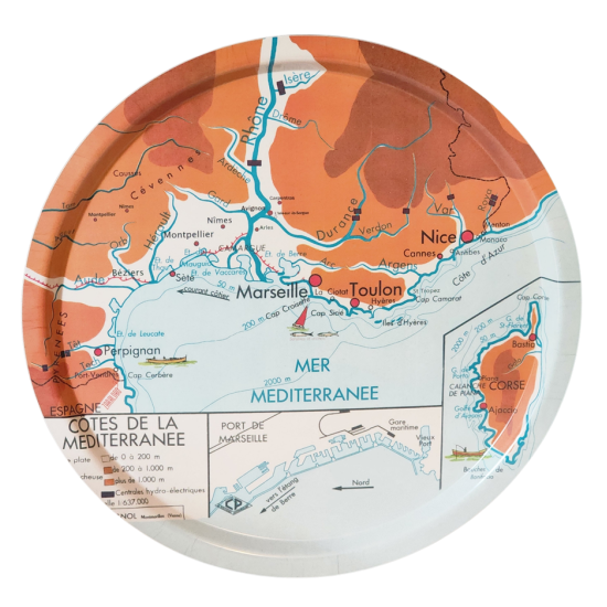 PLATEAU rond CARTE LA MEDITERRANEE imparfait