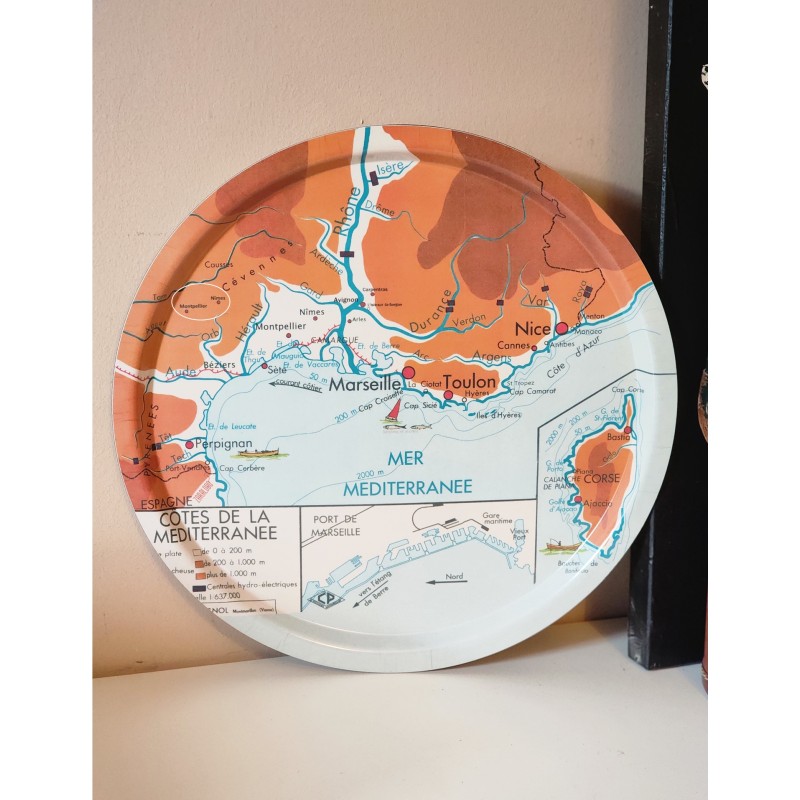 PLATEAU rond CARTE LA MEDITERRANEE imparfait