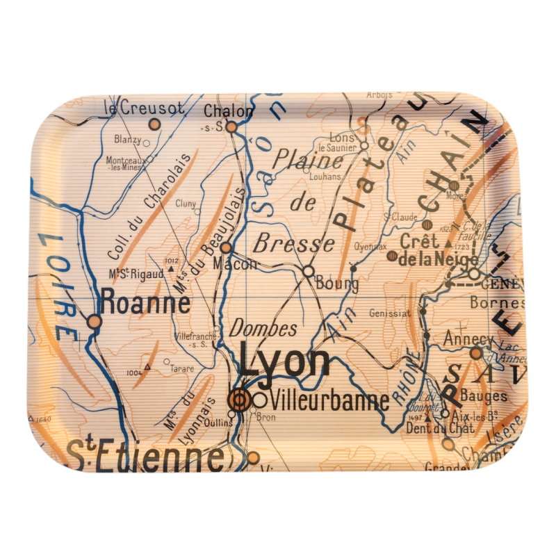 Plateau géographie affiche scolaire vintage ROANNE le BEAUJOLAIS