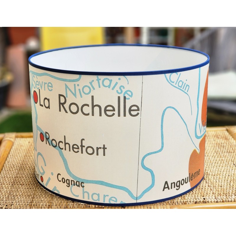 GRAND ABAT JOUR CARTE GEOGRAPHIE AFFICHE SCOLAIRE VINTAGE  OLERON LA ROCHELLE