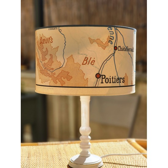 LAMPE piece unique carte ORIGINALE L'ALLIER ET LE BERRY MOULINS CHATEAUROUX ET CHATELERAULT