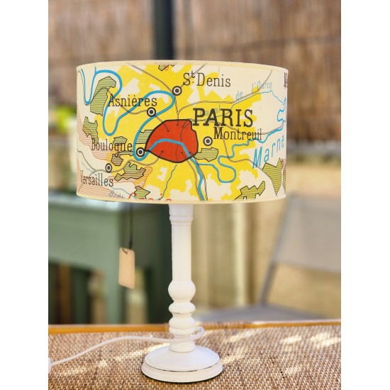ABAT JOUR LAMPE CARTE GEOGRAPHIE VINTAGE  Paris LA MARNE - motif affiche scolaire