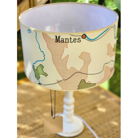 ABAT JOUR LAMPE CARTE GEOGRAPHIE VINTAGE  Paris LA MARNE - motif affiche scolaire