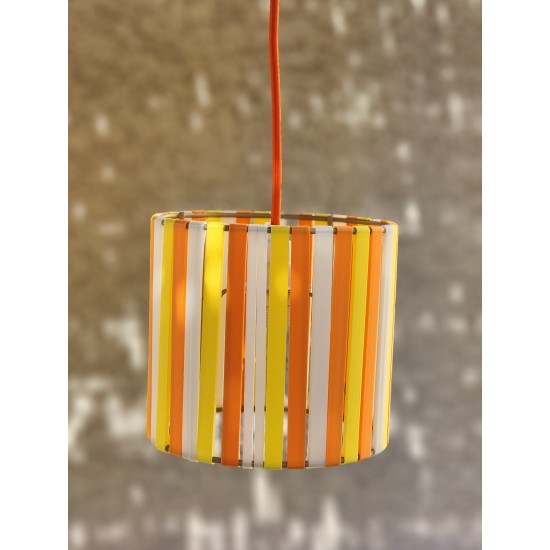 LAMPE ORANGE ET JAUNE STRIPE Ø15cm MATERIAUX RECYCLES IMPRESSION 3D
