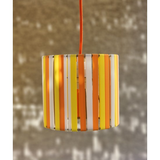 LAMPE ORANGE ET JAUNE STRIPE Ø15cm MATERIAUX RECYCLES IMPRESSION 3D