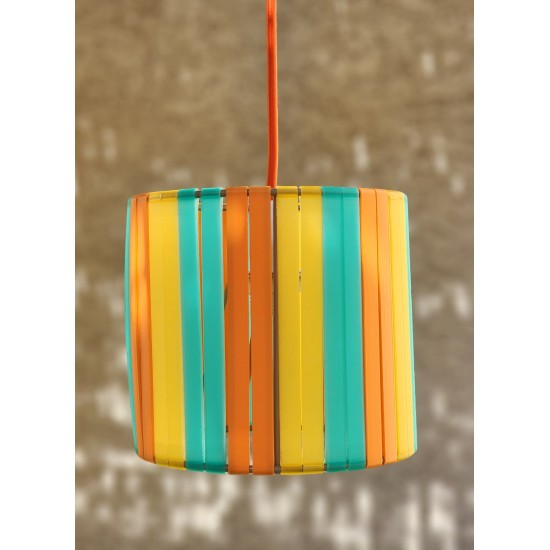LAMPE ORANGE ET JAUNE STRIPE Ø15cm MATERIAUX RECYCLES IMPRESSION 3D