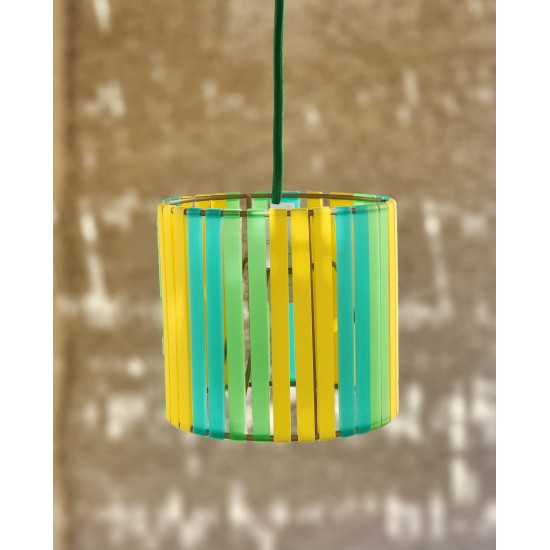 LAMPE VERT JAUNE ET BLEU STRIPE Ø15cm MATERIAUX RECYCLES IMPRESSION 3D