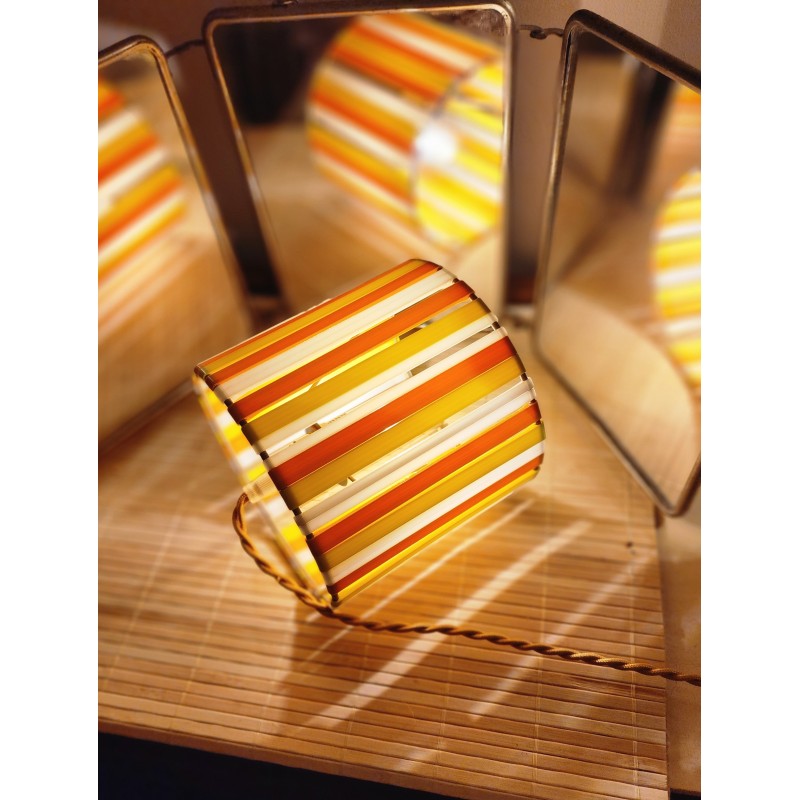 LAMPE ORANGE ET JAUNE STRIPE Ø15cm MATERIAUX RECYCLES IMPRESSION 3D