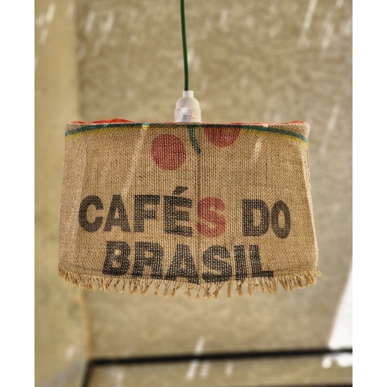 SUSPENSION CAFES DO BRASIL EN TOILE DE JUTE ANCIEN SAC DE CAFE recycle pour IN ET outdoor