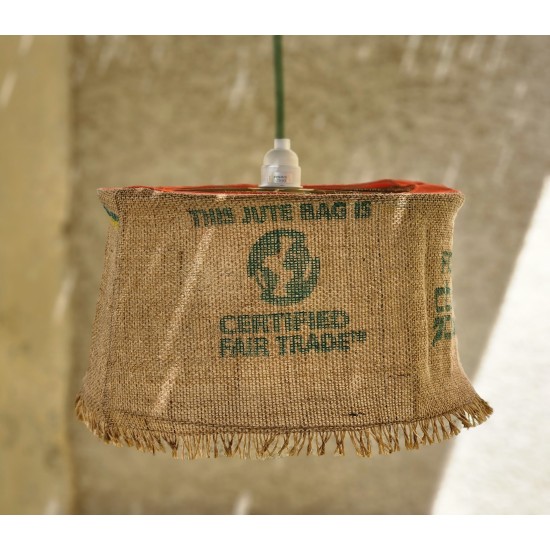 SUSPENSION CAFES DO BRASIL EN TOILE DE JUTE ANCIEN SAC DE CAFE recycle pour IN ET outdoor