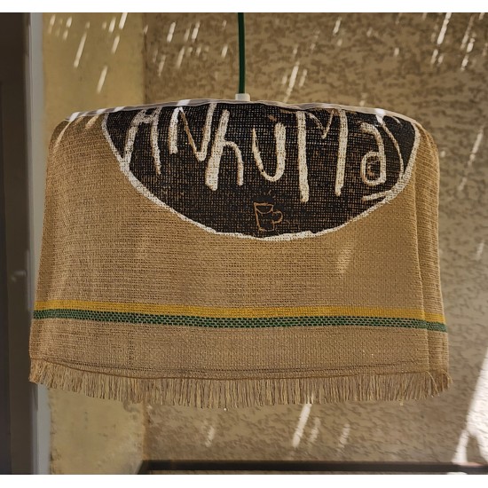 SUSPENSION ANHUMAS  EN TOILE DE JUTE ANCIEN SAC DE CAFE recycle pour IN ET outdoor