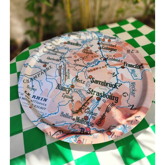 PLATEAU rond CARTE GEOGRAPHIE  LE GRAND EST grand modèle