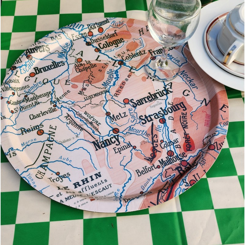 PLATEAU rond CARTE GEOGRAPHIE  LE GRAND EST grand modèle
