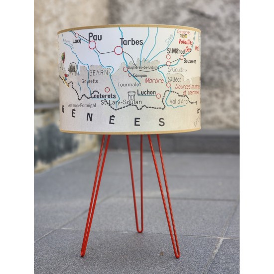 ABAT JOUR  lampe AFFICHE SCOLAIRE carte geographie PYRENEES