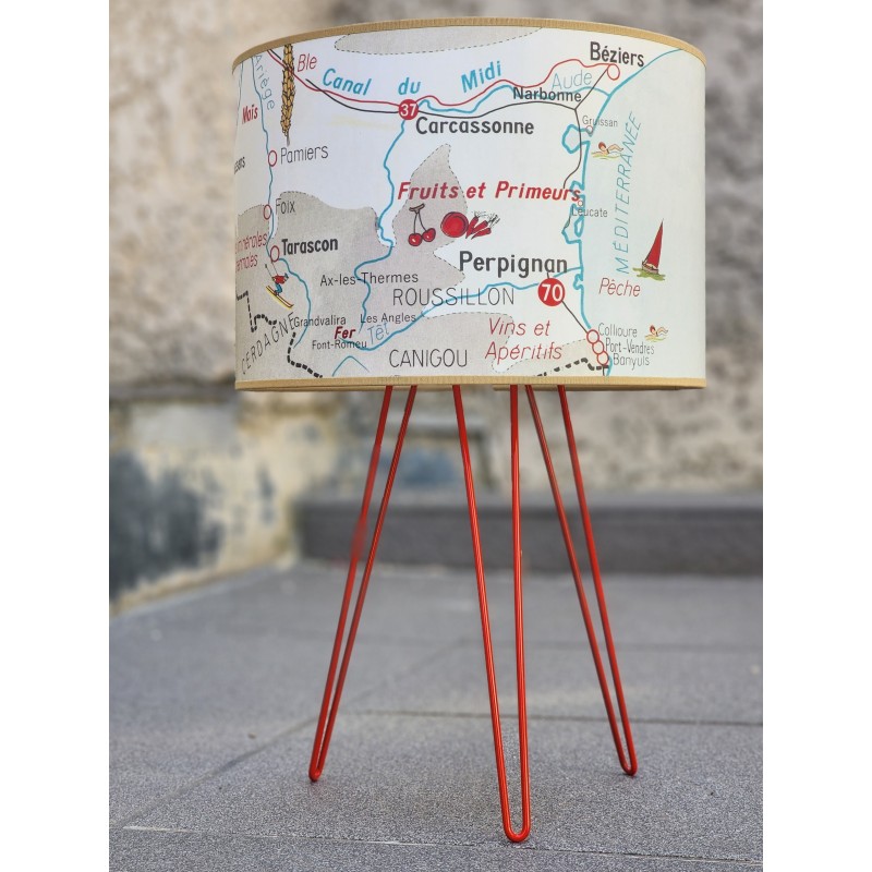 ABAT JOUR  lampe AFFICHE SCOLAIRE carte geographie PYRENEES