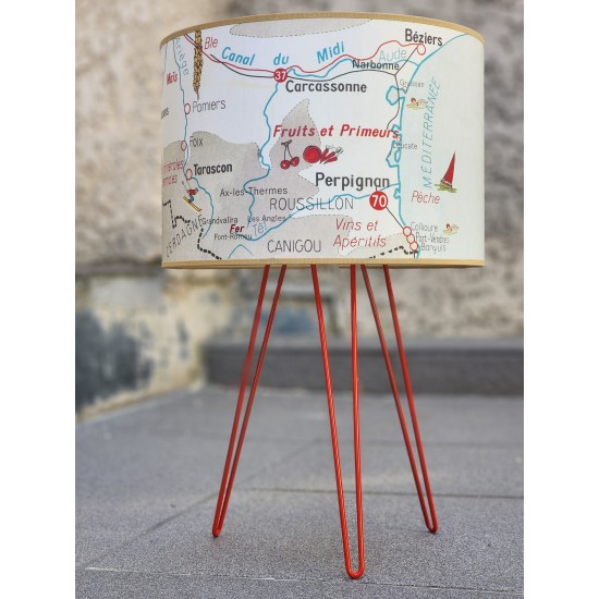 ABAT JOUR  lampe AFFICHE SCOLAIRE carte geographie PYRENEES