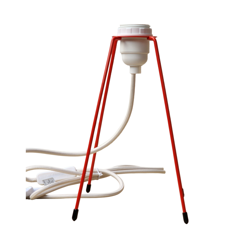 pied de lampe peint epoxy beige équipé de son cordon Electrique en tissu