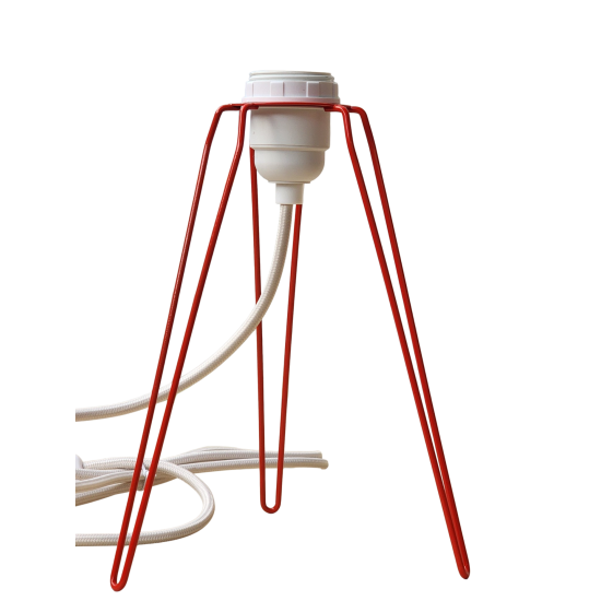 pied de lampe métal équipé de son cordon Electrique en tissu ROUGE