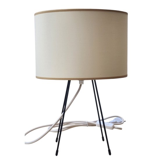 pied de lampe peint epoxy noir  spoutnik équipé de son cordon Electrique en tissu