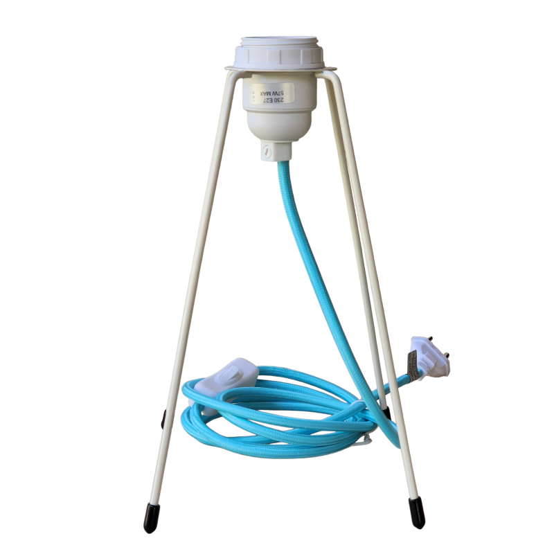 pied de lampe peint spoutnik beige  équipé de son cordon Electrique en tissu