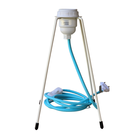 pied de lampe peint spoutnik beige  équipé de son cordon Electrique en tissu