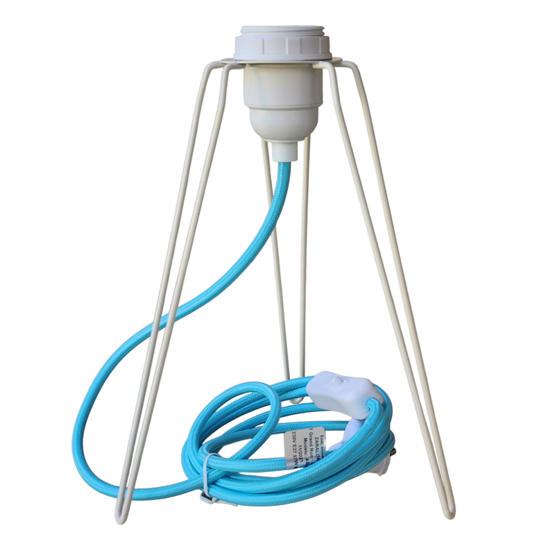 pied de lampe métal équipé de son cordon Electrique en tissu
