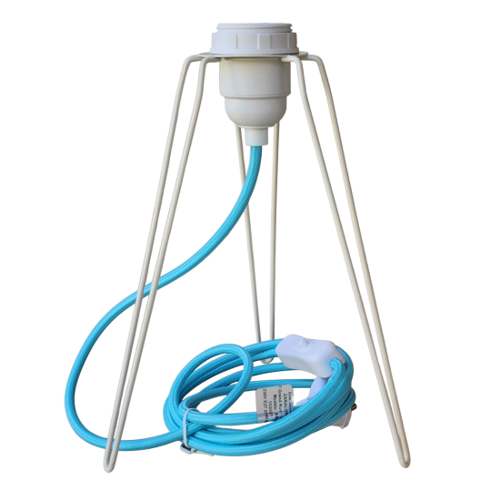 pied de lampe métal équipé de son cordon Electrique en tissu