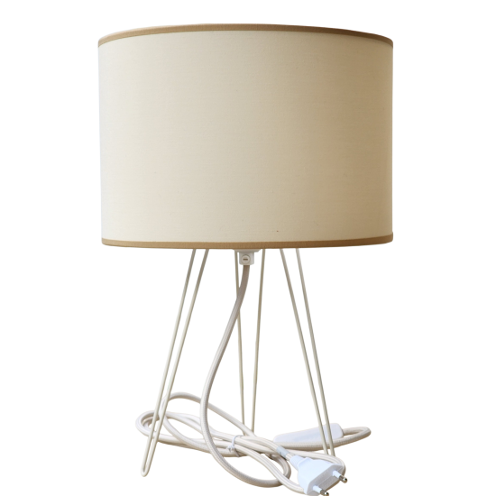 pied de lampe métal équipé de son cordon Electrique en tissu