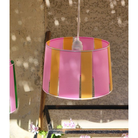 LAMPE ORANGE ET ROSE STRIPE Ø24cm MATERIAUX RECYCLES IMPRESSION 3D