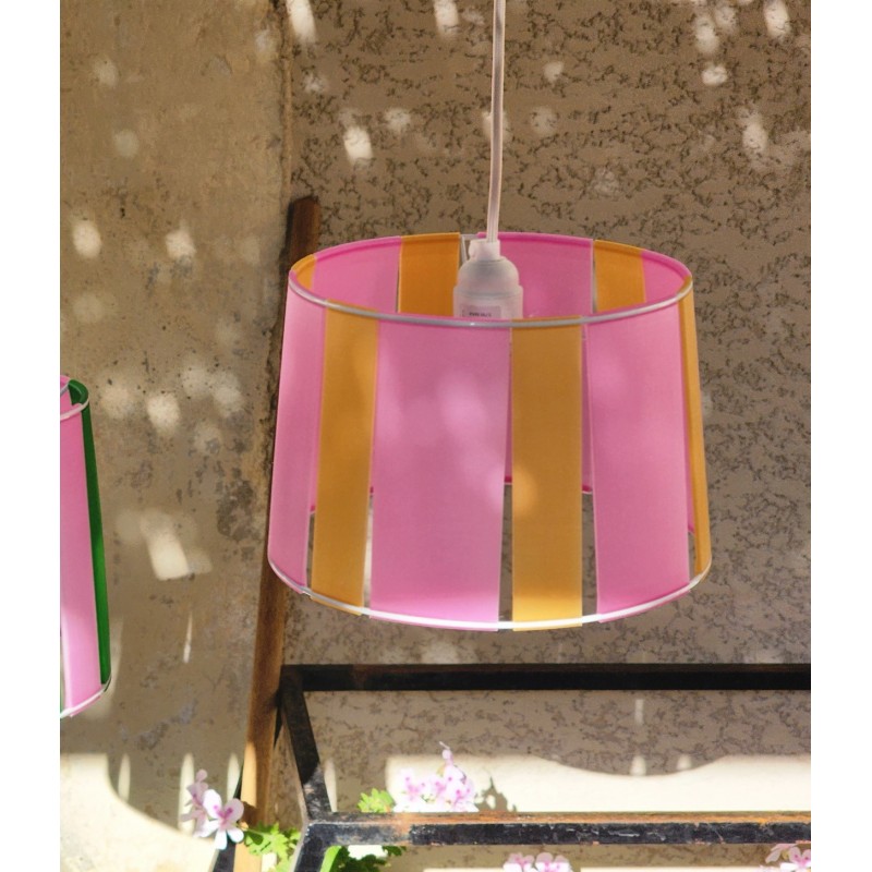 LAMPE ORANGE ET ROSE STRIPE Ø24cm MATERIAUX RECYCLES IMPRESSION 3D