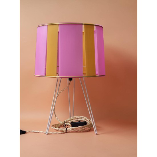 LAMPE ORANGE ET ROSE STRIPE Ø24cm MATERIAUX RECYCLES IMPRESSION 3D