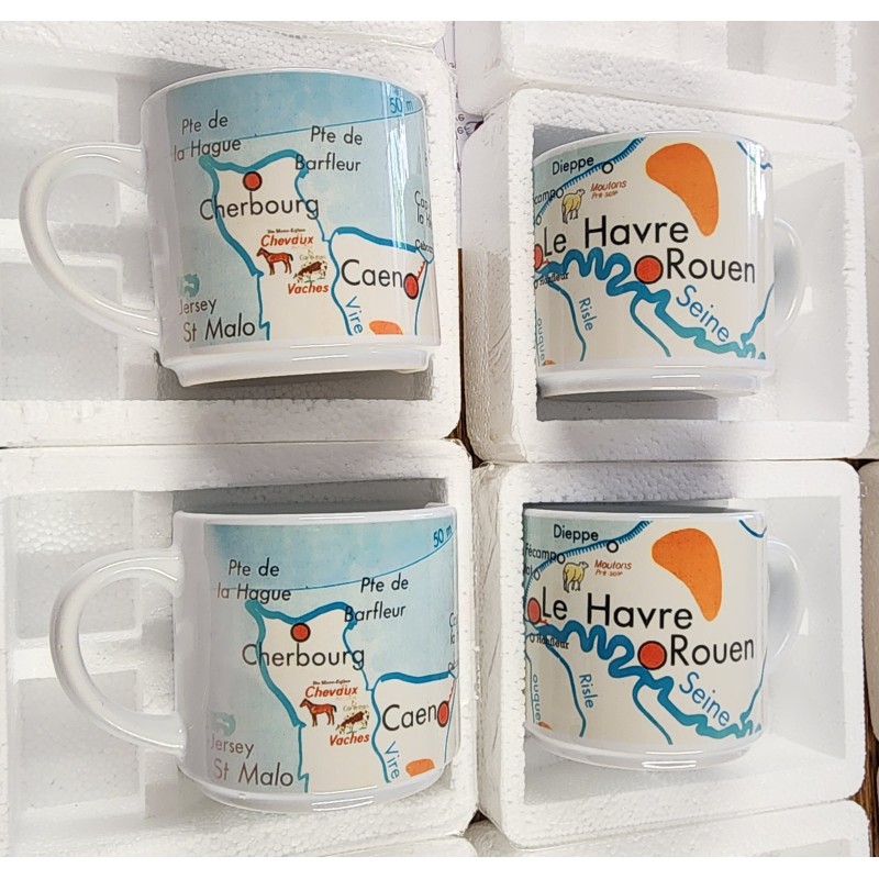 MUG ceramique carte Normandie affiche scolaire