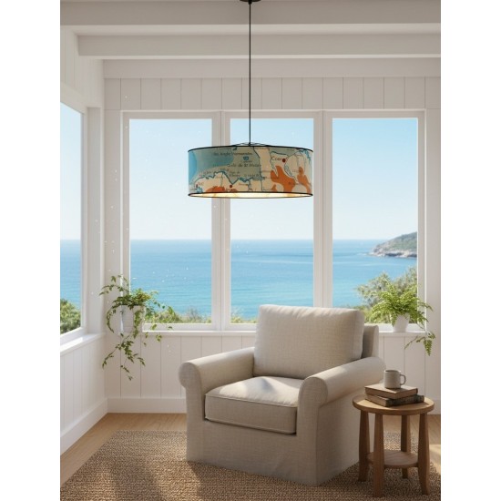 suspension Abat jour COLLINES DE NORMANDIE motif affiche scolaire
