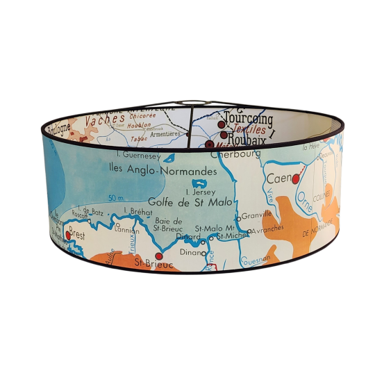 suspension Abat jour COLLINES DE NORMANDIE motif affiche scolaire