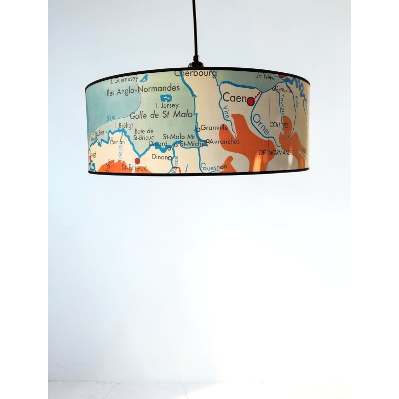 suspension Abat jour COLLINES DE NORMANDIE motif affiche scolaire