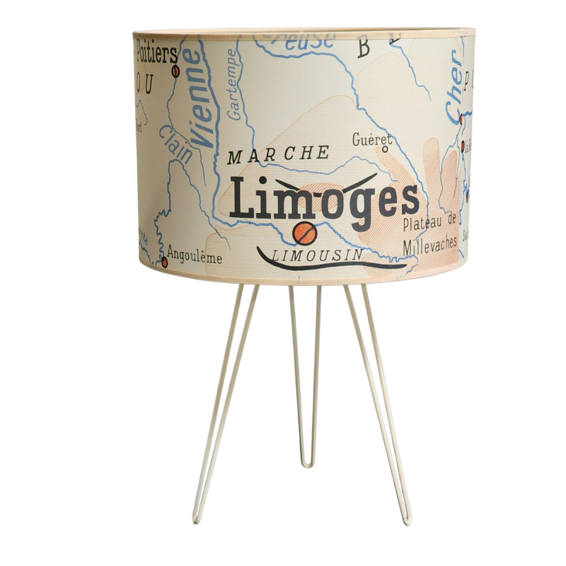 LAMPE Abat jour limousin poitou région affiche de géographie ancienne